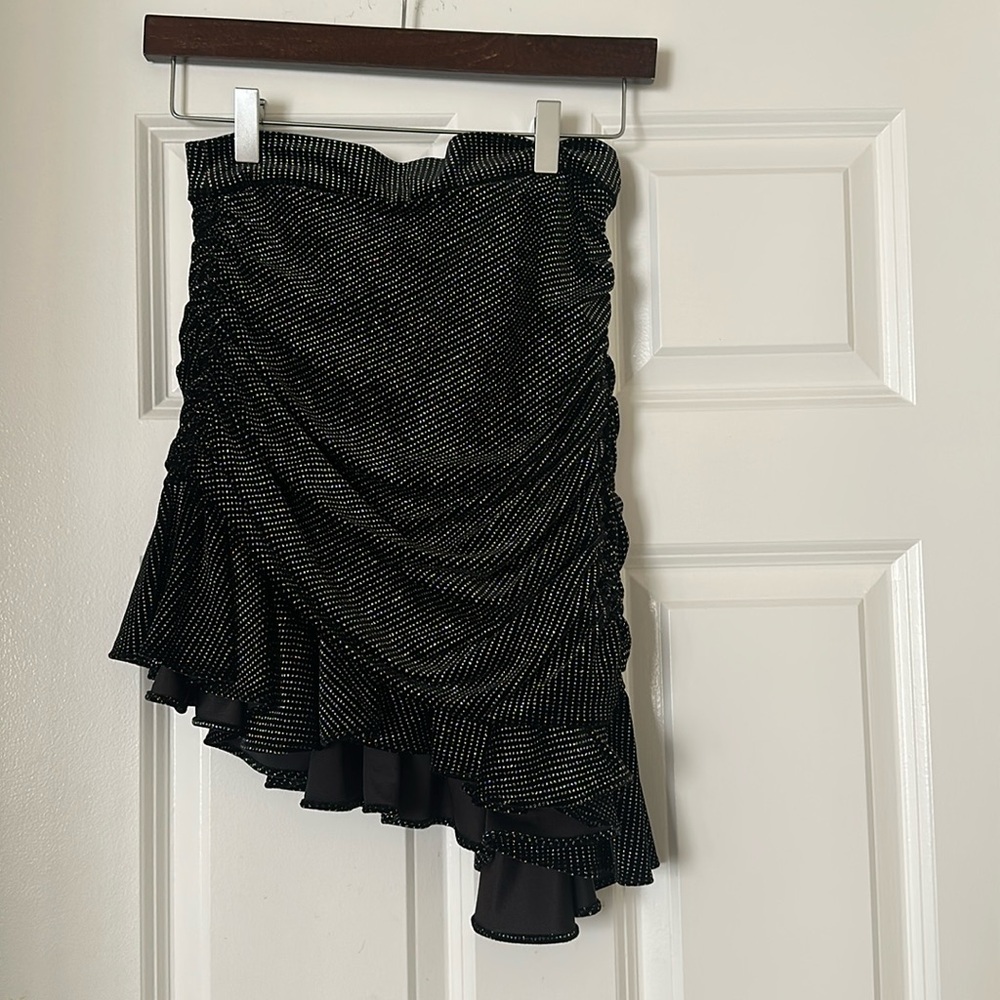 Zara asymmetrical sparkle velvet mini skirt